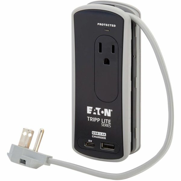 Eaton Tripp Lite Series Protect It! 2-Outlet Travel-Size Surge Protector - 5-15R Outlets, USB-C and USB-A Ports, 5-15P Input, Black - Image 6