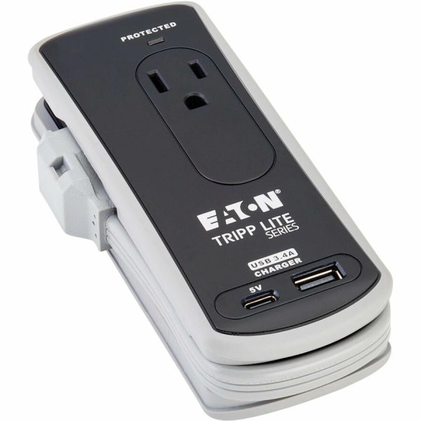 Eaton Tripp Lite Series Protect It! 2-Outlet Travel-Size Surge Protector - 5-15R Outlets, USB-C and USB-A Ports, 5-15P Input, Black - Image 9