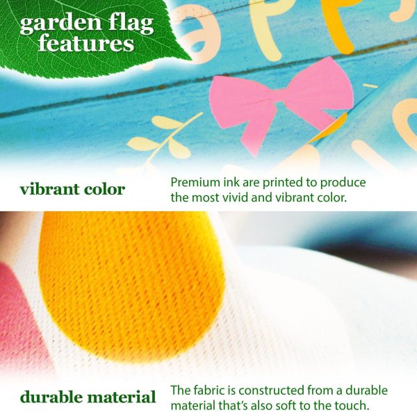 G128 Combo Pack: Garden Flag Stand Black 36 in x 16 in & Garden Flag Happy Easter Decoration Rabbit Gnome with Eggs 12"x18" Double-Sided Blockout Fabric - Image 3