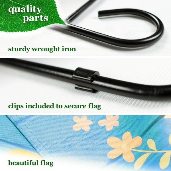 G128 Combo Pack: Garden Flag Stand Black 36 in x 16 in & Garden Flag Happy Easter Decoration Rabbit Gnome with Eggs 12"x18" Double-Sided Blockout Fabric - Image 4