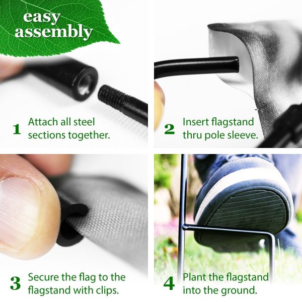 G128 Combo Pack: Garden Flag Stand Black 36 in x 16 in & Garden Flag Happy Easter Decoration Rabbit Gnome with Eggs 12"x18" Double-Sided Blockout Fabric - Image 8