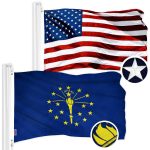 G128 Combo Pack: American USA Flag 4x6 Ft & Indiana IN State Flag 4x6 Ft | Both ToughWeave Series Embroidered Polyester, Embroidered Design, Indoor/Outdoor, Brass Grommets