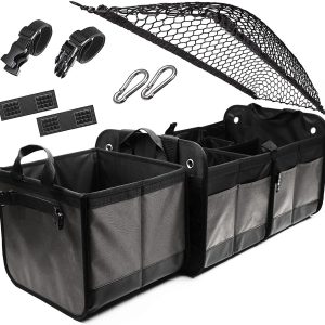 3 Compartment Separable Collapsible Car Trunk Storage Organizer for SUV Minivan Truck Sedan   XL Two Shades of Gray