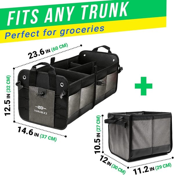 3 Compartment Separable Collapsible Car Trunk Storage Organizer for SUV Minivan Truck Sedan   XL Two Shades of Gray - Image 2