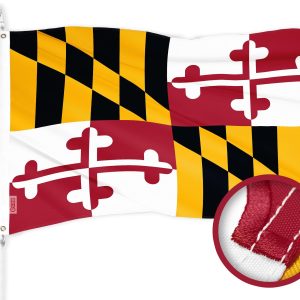 G128 Maryland State Flag | 3x5 Ft | ToughWeave Series Embroidered 300D Polyester | Embroidered Design, Indoor/Outdoor, Brass Grommets