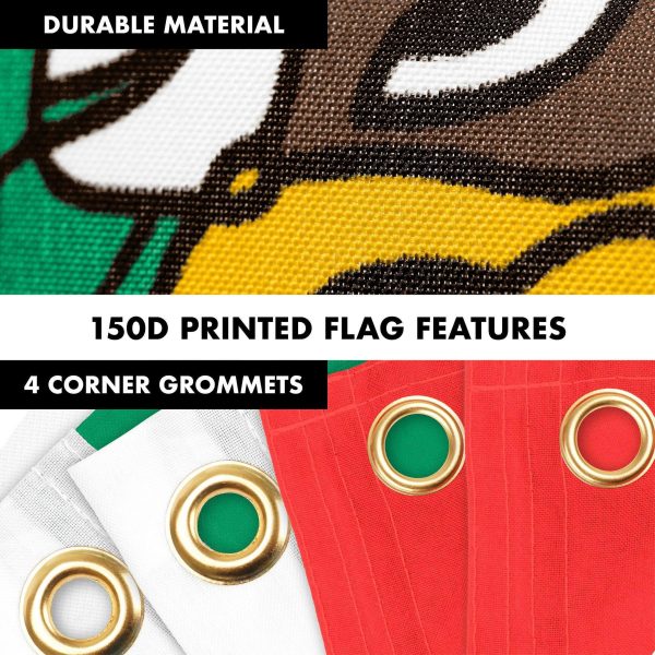 G128 Combo Pack: 6 Ft Tangle Free Aluminum Spinning Flagpole (Black) & Mexico Mexican Flag 3x5 Ft, LiteWeave Pro Series Printed 150D Polyester, 4 Corner Brass Grommets | Pole with Flag Included - Image 4
