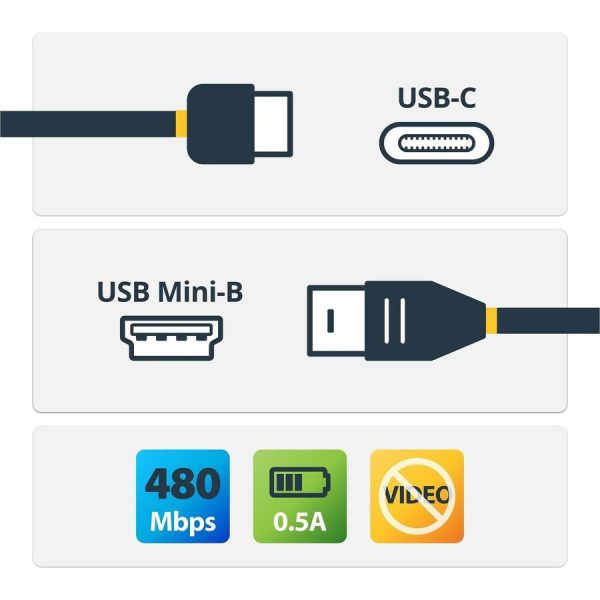 StarTech.com 2m 6 ft USB C to Mini USB Cable - M/M - USB 2.0 - USB C to USB Mini - USB Type C to Mini USB - Mini USB to USB C Cable - Image 2