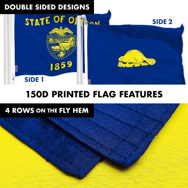 G128 Combo Pack: 6 Ft Tangle Free Spinning Flagpole (White) & Oregon Double Sided Flag 3x5 Ft Printed 150D Polyester, Brass Grommets (Flag Included) Aluminum Flag Pole - Image 5