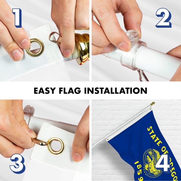 G128 Combo Pack: 6 Ft Tangle Free Spinning Flagpole (White) & Oregon Double Sided Flag 3x5 Ft Printed 150D Polyester, Brass Grommets (Flag Included) Aluminum Flag Pole - Image 7
