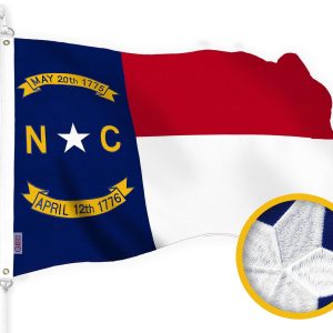 G128 North Carolina State Flag | 2.5x4 Ft | StormFlyer Series Embroidered 220GSM Spun Polyester | Embroidered Design, Indoor/Outdoor, Brass Grommets, Heavy Duty, All Weather