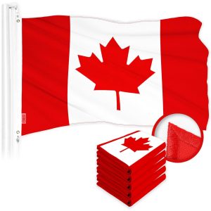 G128 5 Pack: Canada Canadian Flag | 3x6 Ft | ToughWeave Series Embroidered 300D Polyester | Country Flag, Embroidered Design, Indoor/Outdoor, Brass Grommets
