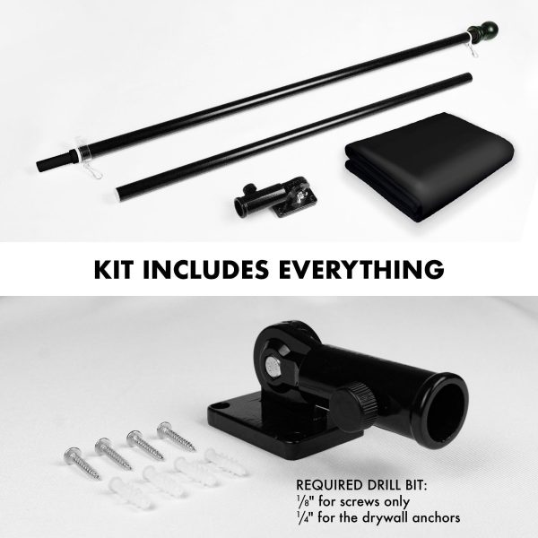 G128 Combo Pack: 6 Feet Tangle Free Spinning Flagpole (Black) Solid Black Flag 3x5 ft Printed 150D Brass Grommets (Flag Included) Aluminum Flag Pole - Image 2