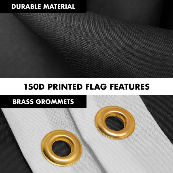 G128 Combo Pack: 6 Feet Tangle Free Spinning Flagpole (Black) Solid Black Flag 3x5 ft Printed 150D Brass Grommets (Flag Included) Aluminum Flag Pole - Image 4