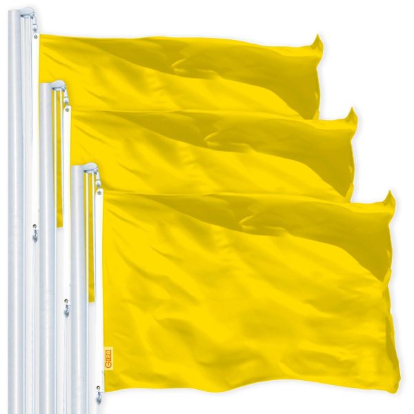 G128 3 Pack: Solid Yellow Color Flag | 2x3 Ft | LiteWeave Pro Series Printed 150D Polyester | Indoor/Outdoor, Vibrant Colors, Brass Grommets, Thicker and More Durable Than 100D 75D Polyester