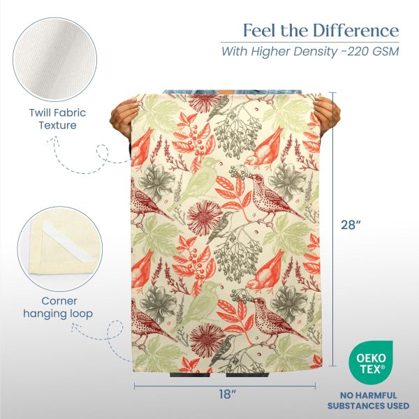 The Fine Living Co. 100% Cotton Kitchen Towels Set of 2 18 x 28 inches Hello Bird Printed Dish Towels Hand Towels Boho Tea Towels   Multifunctional Stylish Absorbent Quick Dry Soft - Image 3