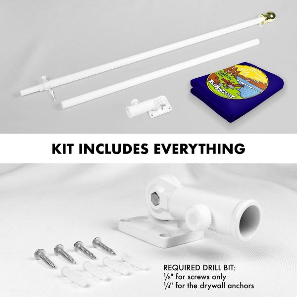G128 Combo Pack: 6 Ft Tangle Free Spinning Flagpole (White) & Montana Flag 3x5 Ft Printed 150D Polyester, Brass Grommets (Flag Included) Aluminum Flag Pole - Image 2