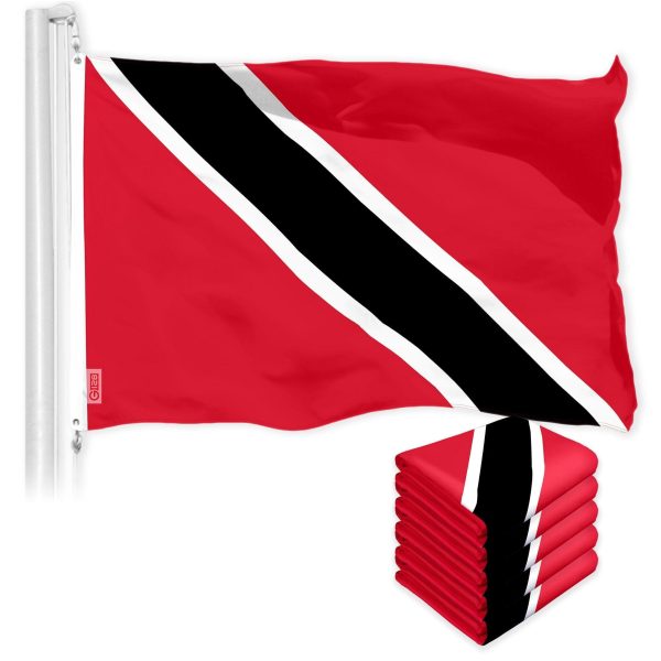 G128 5 Pack: Trinidad and Tobago Flag | 3x5 Ft | LiteWeave Pro Series Printed 150D Polyester | Country Flag, Indoor/Outdoor, Vibrant Colors, Brass Grommets, Thicker and More Durable Than 100D 75D Polyester
