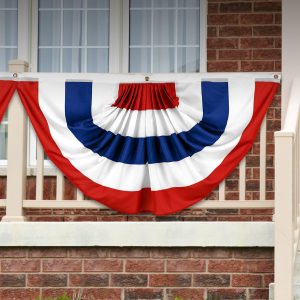 G128 American USA No Stars Pleated Fan Flag | 3x6 Ft | Printed 150D Polyester | Patriotic Decor, Indoor/Outdoor, Vibrant Colors, Brass Grommets, Thicker and More Durable Than 100D 75D Polyester