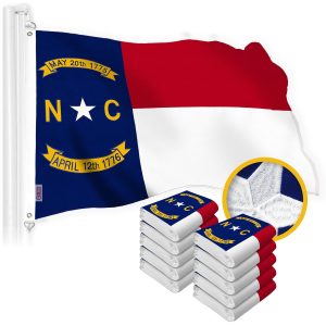 G128 10 Pack: North Carolina State Flag | 4x6 Ft | StormFlyer Series Embroidered 220GSM Spun Polyester | Embroidered Design, Indoor/Outdoor, Brass Grommets, Heavy Duty, All Weather