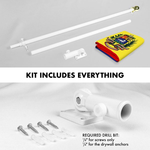 G128 Combo Pack: 6 Ft Tangle Free Aluminum Spinning Flagpole (White) & Venezuela 7 Stars Venezuelan Flag 3x5 Ft, ToughWeave Series Double Sided Embroidered 210D Polyester | Pole with Flag Included - Image 2