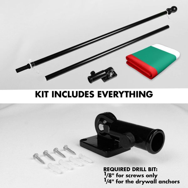 G128 Combo Pack: 6 Ft Tangle Free Spinning Flagpole (Black) & Bulgaria Flag 3x5 Ft Printed 150D Polyester, Brass Grommets (Flag Included) Aluminum Flag Pole - Image 2