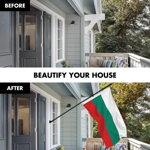 G128 Combo Pack: 6 Ft Tangle Free Spinning Flagpole (Black) & Bulgaria Flag 3x5 Ft Printed 150D Polyester, Brass Grommets (Flag Included) Aluminum Flag Pole - Image 3