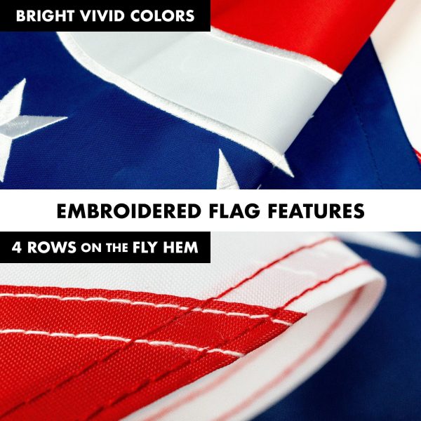 G128 Combo Pack: 5 Ft Tangle Free Aluminum Spinning Flagpole (White) & Ohio OH State Flag 2.5x4 Ft, ToughWeave Series Embroidered 300D Polyester | Pole with Flag Included - Image 5