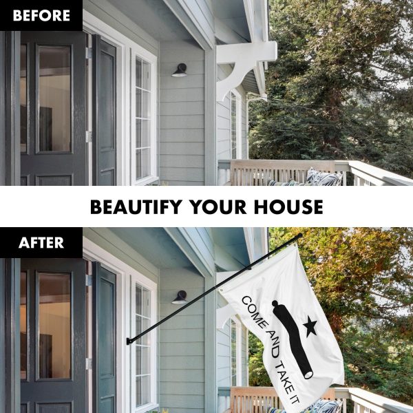 G128 Combo Pack: 6 Feet Tangle Free Spinning Flagpole (Black) Come and Take It Flag 3x5 ft Printed 150D Brass Grommets (Flag Included) Aluminum Flag Pole - Image 3