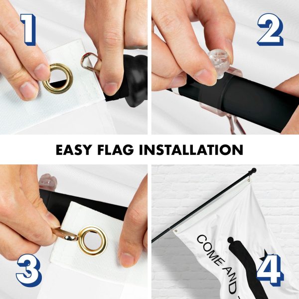G128 Combo Pack: 6 Feet Tangle Free Spinning Flagpole (Black) Come and Take It Flag 3x5 ft Printed 150D Brass Grommets (Flag Included) Aluminum Flag Pole - Image 7