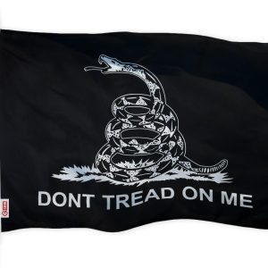 G128 - Gadsden Dont Tread on Me Tea Party Flag (Black/White) 3x5 FT Printed Brass Grommets 150D Polyester Indoor/Outdoor - Much Thicker More Durable Than 100D 75D Polyester