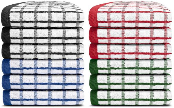 [12 Pack] Premium Dish Cloths for Kitchen   Heavy Duty Absorbent 100% Cotton 410 GSM Terry Kitchen Towels 12x12 (Multi) - Image 2