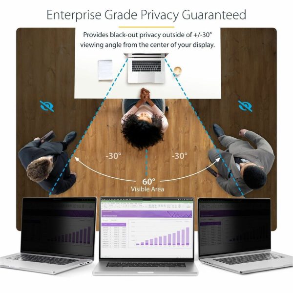 StarTech.com 15-inch MacBook Air 2023/2024 Laptop Privacy Screen, Removable and Reversible Anti-Glare Blue Light Filter, Magnetic - Image 2