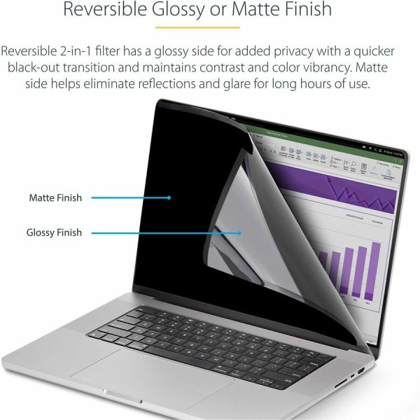 StarTech.com 15-inch MacBook Air 2023/2024 Laptop Privacy Screen, Removable and Reversible Anti-Glare Blue Light Filter, Magnetic - Image 3