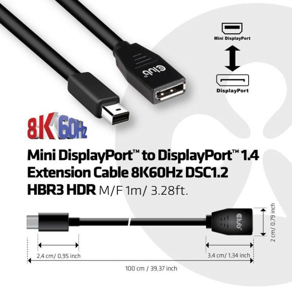 Club 3D DisplayPort/Mini DisplayPort Extension Audio/Video Cable - Image 4