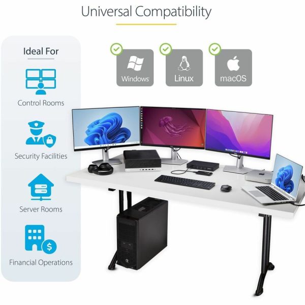 StarTech.com 4-Port KM Switch w/ Mouse Switching, USB 3.0 Keyboard/Mouse Switcher for 4 Computers, 3.5mm and USB Audio, TAA Compliant - Image 5