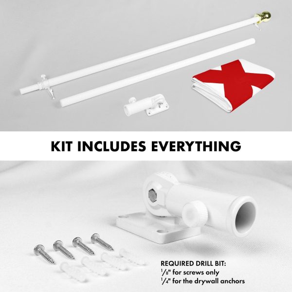 G128 Combo Pack: 6 Ft Tangle Free Aluminum Spinning Flagpole (White) & Alabama AL State Flag 3x5 Ft, Double ToughWeave Series Double Sided Embroidered 210D Polyester | Pole with Flag Included - Image 2