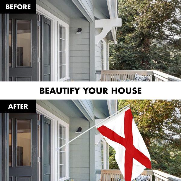 G128 Combo Pack: 6 Ft Tangle Free Aluminum Spinning Flagpole (White) & Alabama AL State Flag 3x5 Ft, Double ToughWeave Series Double Sided Embroidered 210D Polyester | Pole with Flag Included - Image 3
