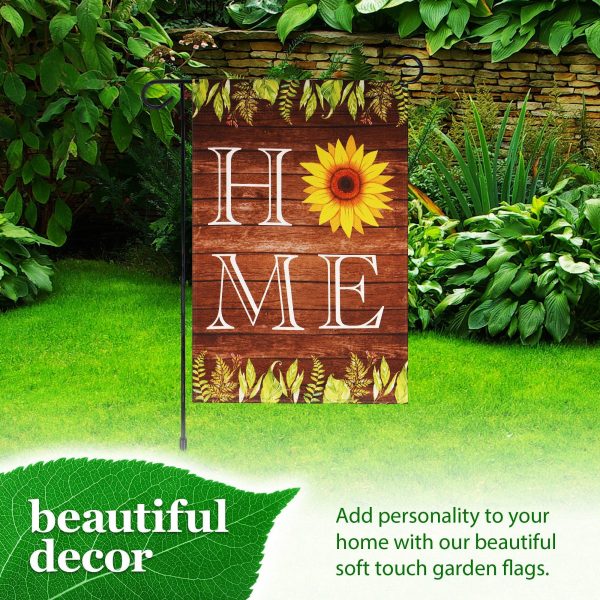 G128 Combo Pack: Garden Flag Stand Black 36 in x 16 in & Garden Flag Everyday Decoration Home Sunflower on Rustic Wood 12"x18" Double-Sided Blockout Fabric - Image 6