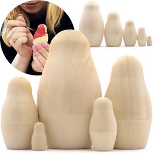 AEVVV Blank Russian Nesting Dolls Set 5 pcs   Unpainted Dolls   Unfinished Nesting Dolls   Russian Nesting Dolls to Paint   Blank Nesting Dolls   DIY Gift