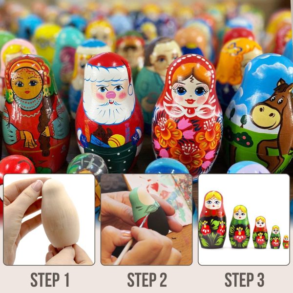AEVVV Blank Russian Nesting Dolls Set 5 pcs   Unpainted Dolls   Unfinished Nesting Dolls   Russian Nesting Dolls to Paint   Blank Nesting Dolls   DIY Gift - Image 6