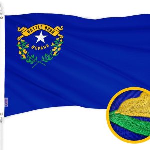 G128 Nevada State Flag | 3x5 Ft | ToughWeave Series Embroidered 300D Polyester | Embroidered Design, Indoor/Outdoor, Brass Grommets