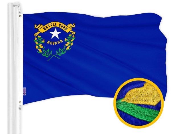 G128 Nevada State Flag | 3x5 Ft | ToughWeave Series Embroidered 300D Polyester | Embroidered Design, Indoor/Outdoor, Brass Grommets
