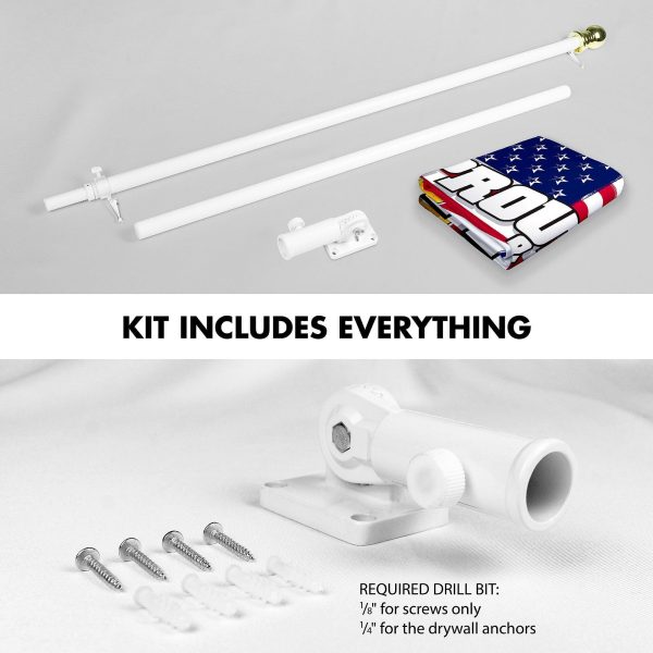 G128 Combo Pack: 6 Ft Tangle Free Aluminum Spinning Flagpole (White) & American USA Proud and Free Eagle Flag Flag 3x5 Ft, LiteWeave Pro Series Printed 300D Polyester | Pole with Flag Included - Image 2