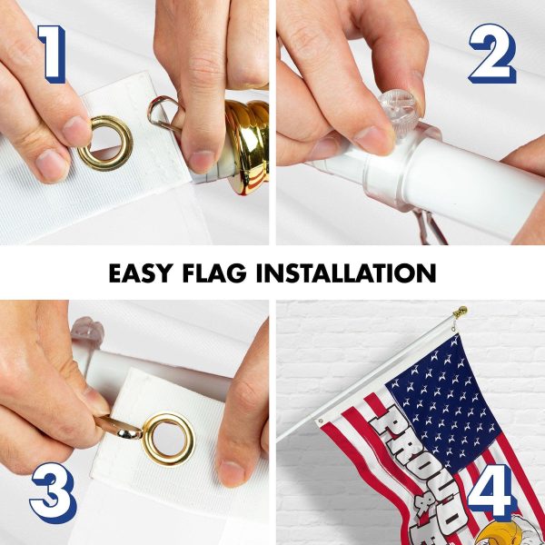 G128 Combo Pack: 6 Ft Tangle Free Aluminum Spinning Flagpole (White) & American USA Proud and Free Eagle Flag Flag 3x5 Ft, LiteWeave Pro Series Printed 300D Polyester | Pole with Flag Included - Image 7