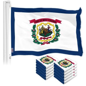 G128 10 Pack: West Virginia WV State Flag | 3x5 Ft | LiteWeave Pro Series Printed 150D Polyester | Indoor/Outdoor, Vibrant Colors, Brass Grommets, Thicker and More Durable Than 100D 75D Polyester