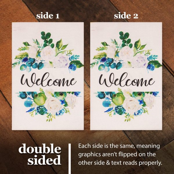 G128 Combo Pack: Garden Flag Stand Black 36 in x 16 in & Garden Flag Everyday Decoration Welcome Elegant Floral Arrangement 12"x18" Double-Sided Burlap Fabric - Image 5
