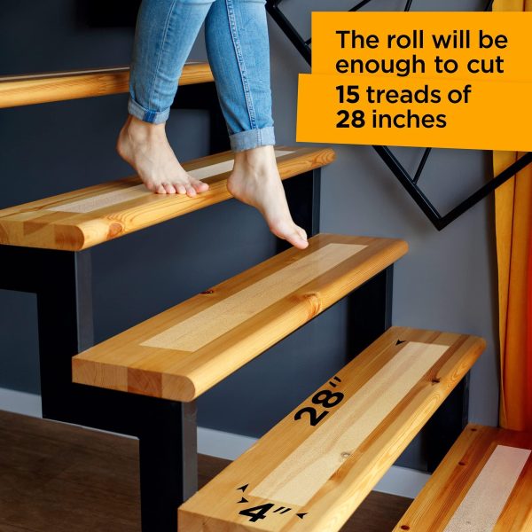 Grip Tape   Heavy Duty Anti Slip Tape Clear Waterproof Outdoor Indoor 4In*35Ft Non Slip Roll Stickers Easy to Cut Waterproof Outdoor Indoor for Bathtub Shover Floor Pool Stairs Safety Non Skid - Image 4