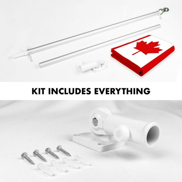 G128 Combo Pack: 6 Ft Tangle Free Aluminum Spinning Flagpole (Silver) & Canada Canadian Flag 3x5 Ft, ToughWeave Series Embroidered 210D Polyester | Pole with Flag Included - Image 2