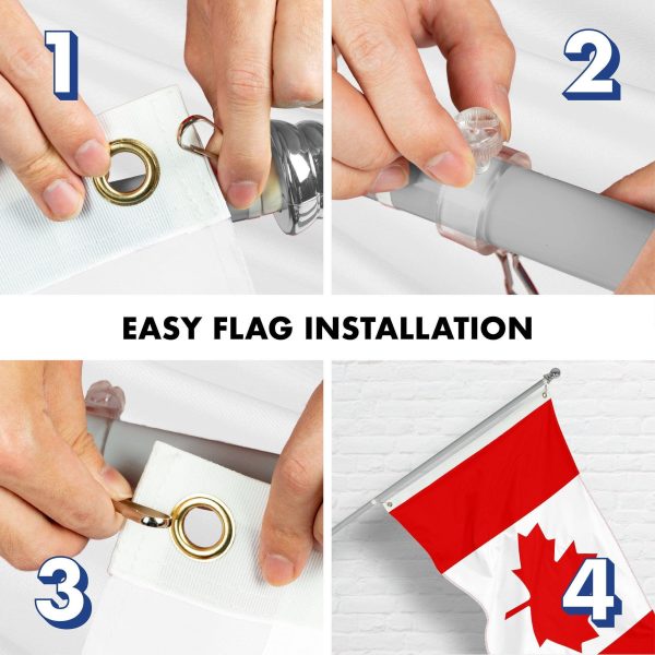 G128 Combo Pack: 6 Ft Tangle Free Aluminum Spinning Flagpole (Silver) & Canada Canadian Flag 3x5 Ft, ToughWeave Series Embroidered 210D Polyester | Pole with Flag Included - Image 7