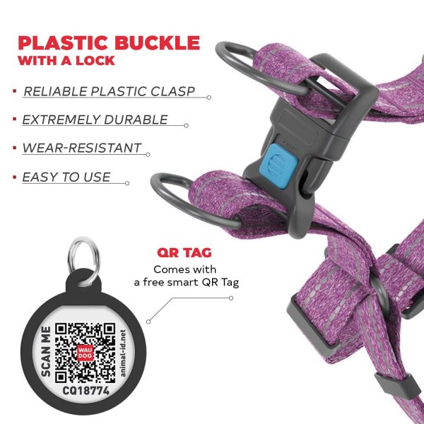 WAUDOG Re Cotton Dog Harness Eco Friendly Dog Harness for Small Dogs Medium & Large Dogs   Reflective Dog Harness with QR ID Tag   Puppy Harness with Adjustable Size for Male & Female Dogs - Image 3